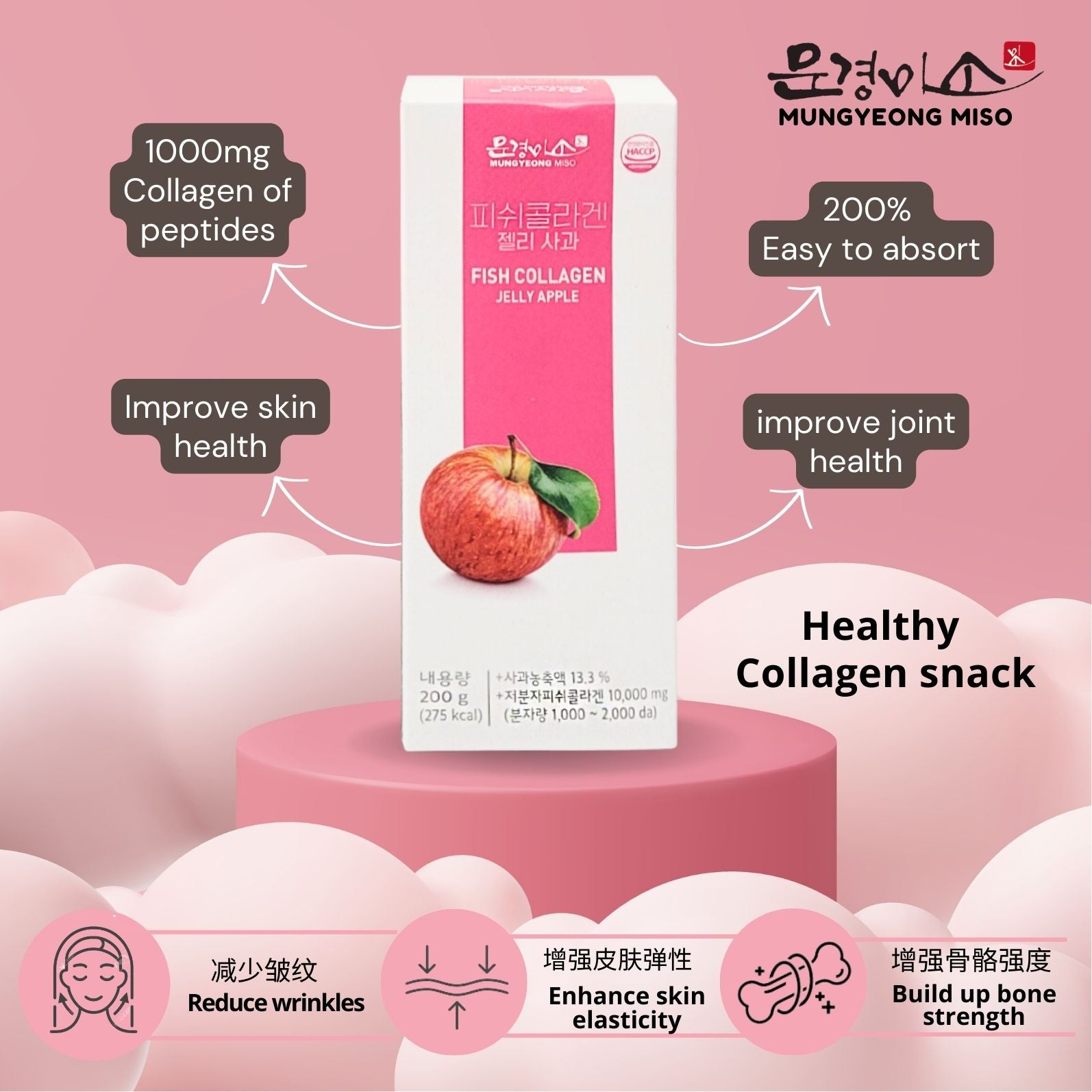 MGMISO Korea Fish Collagen Jelly Apple (20gx10)