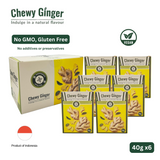Chewy Ginger Candy (40gx6) – Vegan, Non-GMO, Gluten-Free | Natural Ginger Snack & Instant Ginger Tea
