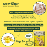 Chewy Ginger Candy (40gx6) – Vegan, Non-GMO, Gluten-Free | Natural Ginger Snack & Instant Ginger Tea