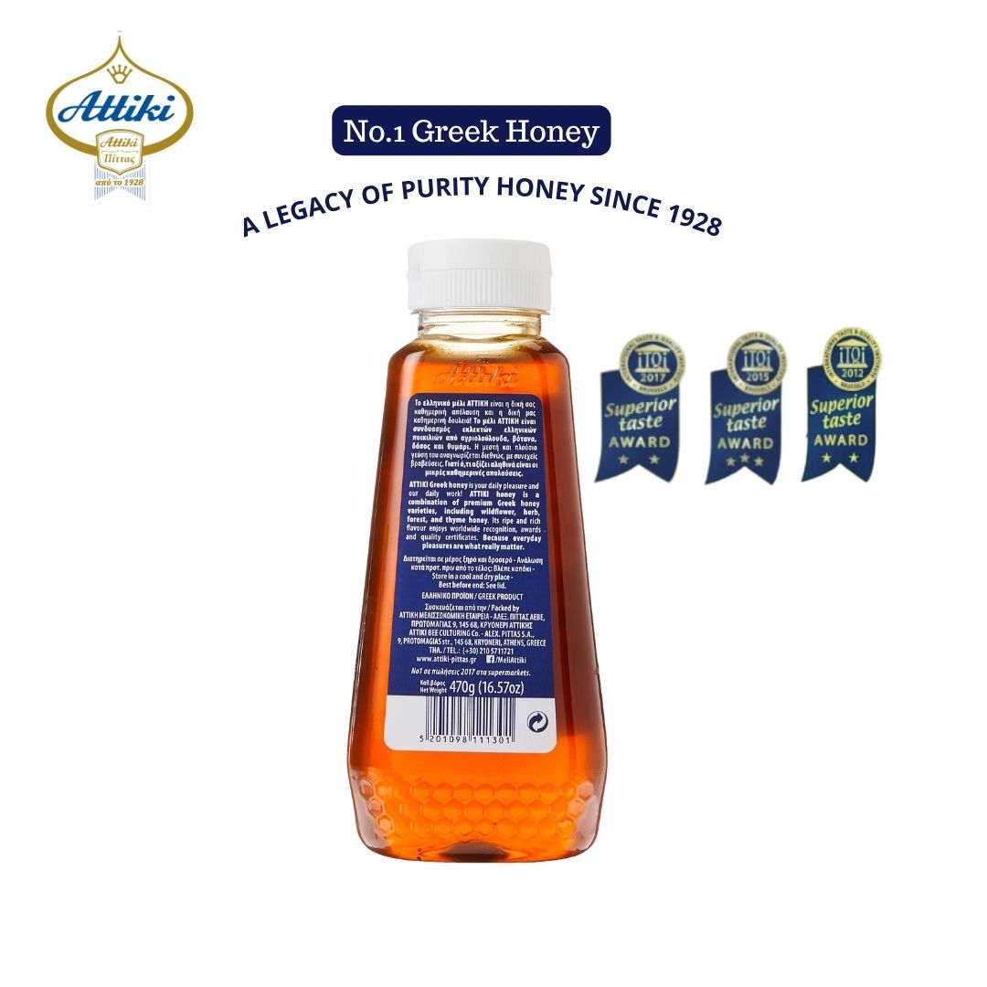 Attiki Pure Greek Honey with Thyme Wild Flower & Herbs-470g Awarded Honey