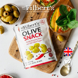 Mr Filbert Olive Snack Vegan Freshly Marinated Olives with Lemon Oregano Chilli Black Pepper 50g