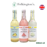 Folkington's Sparkling Pink Lemonade Elderflower Pressé Hot Ginger Beer UK Sparkling 330ml