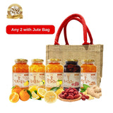 Gold Korean Yuzu Honey Citron Tea Korean Honey Tea Set with Jute Bag