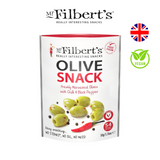 Mr Filbert Olive Snack Vegan Freshly Marinated Olives with Lemon Oregano Chilli Black Pepper 50g