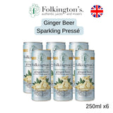 Folkington's Gently Sparkling Pressé Hot Ginger Beer Elderflower Rhubar&Apple Lemon&Mint 250ml Sparkling Cans Drink
